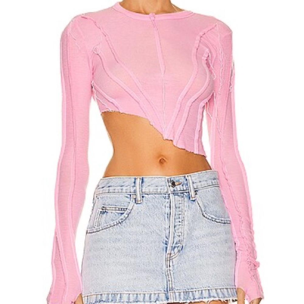 Sami Miro Vintage Asymmetric Baby Rib Jersey T-shirt In Pink size S